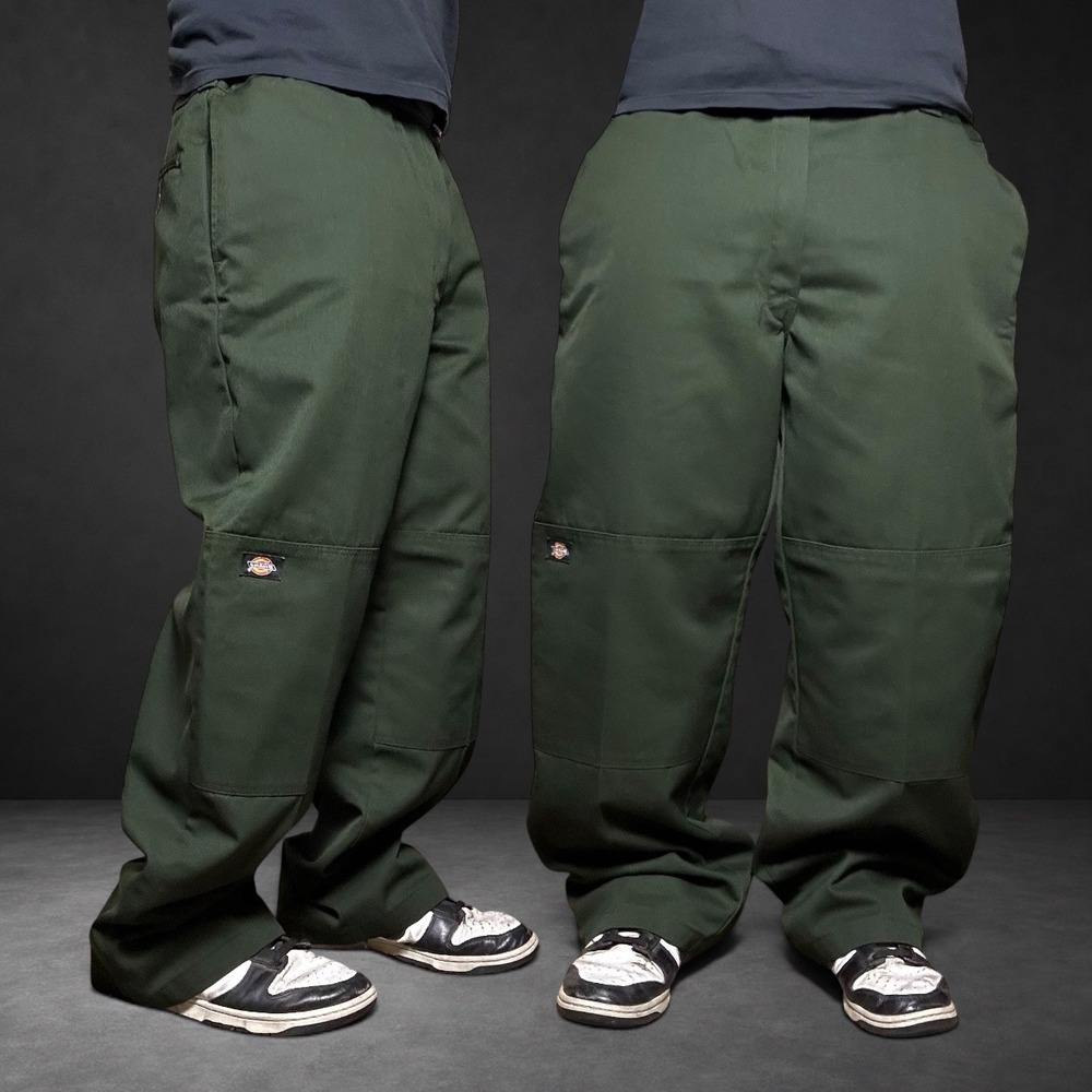 Dickies Loose Fit Double Knee Work Pants Green Skater Baggy 40x30